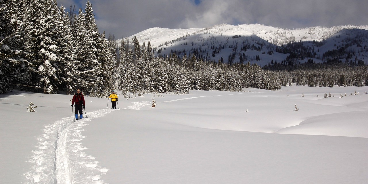 Skiing the medows of Cascade Creek - Yellowstone